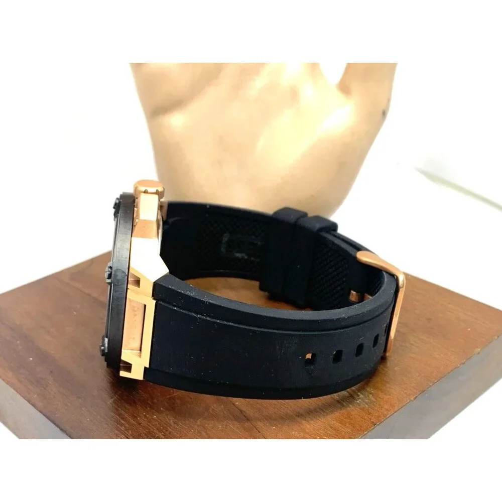 Guess Men's Watch GW0423G5 Quartz Black Rose Gold Rubber Strap 47mm